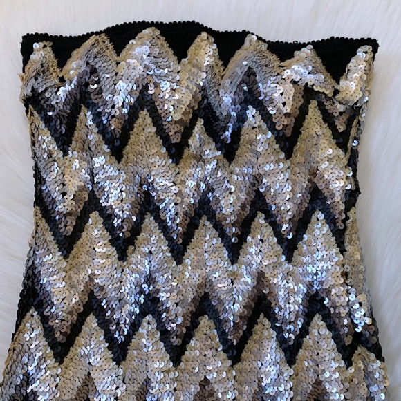 Wow Couture Chevron Sequin Strapless Mini Dress - Picture 3 of 5